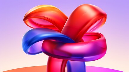 Leinwandbilder - Intertwined colorful abstract shapes are shown against a gradient background