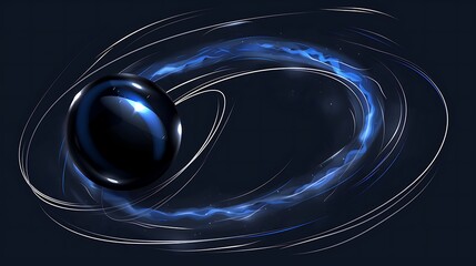 Leinwandbilder - Abstract depiction of a black sphere and energy trails