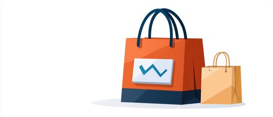 Poster - Illustration of two shopping bags, one large with a graph symbol and one small, against a simple background.