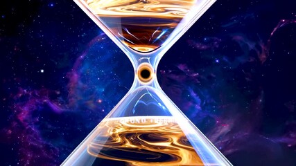 Wall Mural - Cosmic Time Flow in an Hourglass Amidst the Universe
