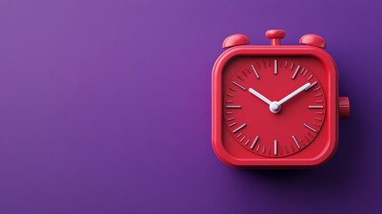 Poster - Red Square Alarm Clock: Minimalist Timepiece Design on Purple