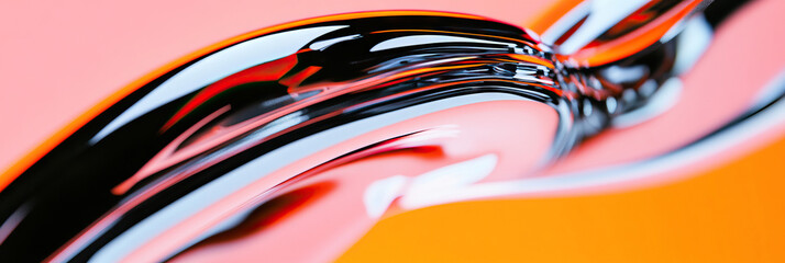 Poster - Abstract Composition of Glossy Black and Orange Forms