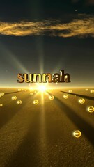 Leinwandbilder - The word Sunnah is written in gold letters on a yellow background. The letters are outlined in gold and the background is a bright yellow color
