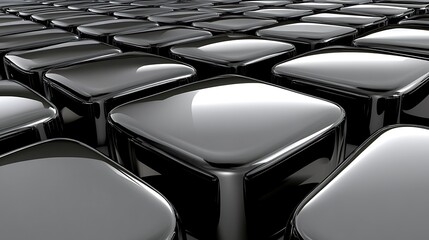 Poster - Shiny black rounded squares arranged in a repeating grid pattern
