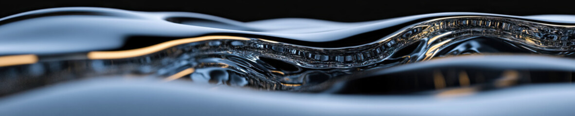Poster - Digital Rendering of Reflective Metallic Surface with Undulating Texture