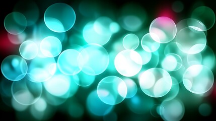 Poster - Beautiful vibrant turquoise and white blurred circles on dark backgrounds