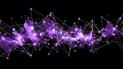 Poster - Abstract digital network of interconnected points and lines on black