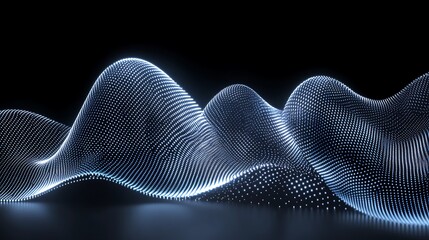 Poster - Glowing waves rendered using thousands of individual tiny light particles