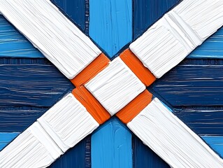 Poster - Abstract artwork featuring crisscrossing painted brushstrokes in vivid colors