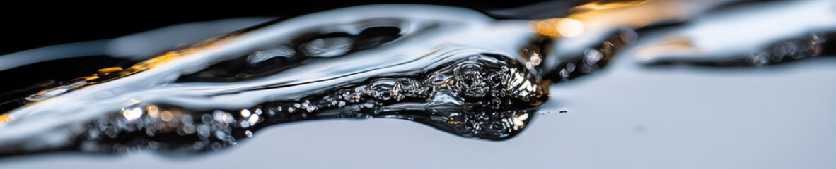 Poster - Close-up Photograph of Water Wave with Air Bubbles and Reflections