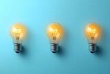 minimalizm, żarówka, świecąca żarówka, zgaszone żarówki, tło niebieskie, koncepcja kreatywności, innowacje, kreatywne myślenie, pomysł, inspiracja, symbol sukcesu, inteligencja, światło, nowoczesny de