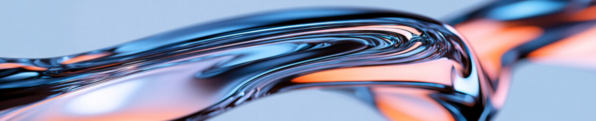 Poster - Abstract Image of Flowing Metallic Substance