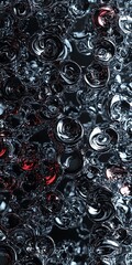 Poster - Chrome Clusters with Subtle Red Accents Abstract Visual Exploration