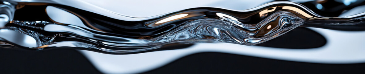Poster - Abstract Image of Flowing Reflective Liquid