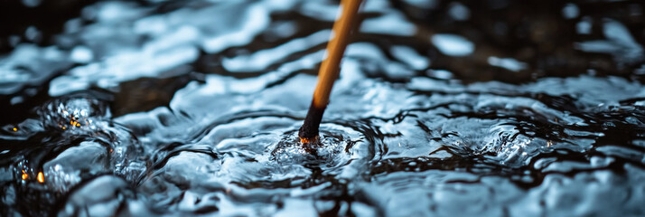 Poster - Burnt Matchstick in Rippling Water