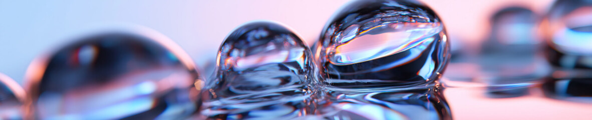 Poster - Close-up Photograph of Translucent Spheres with Iridescent Reflections