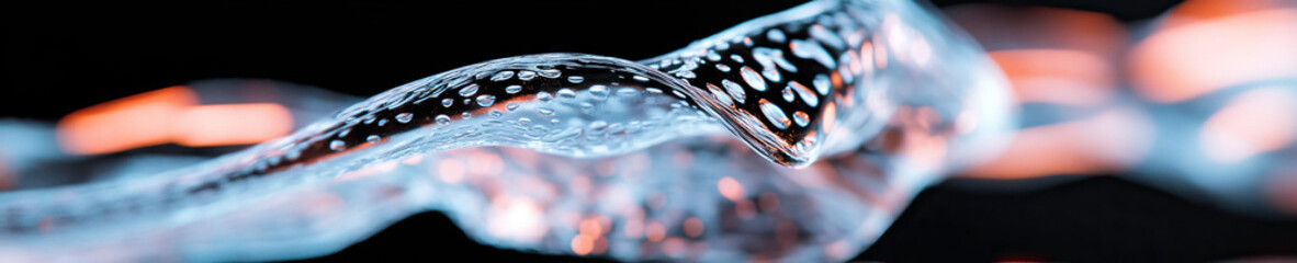 Poster - Translucent Wave with Water Droplets and Blurred Background