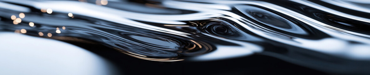 Poster - abstract image of undulating reflective liquid