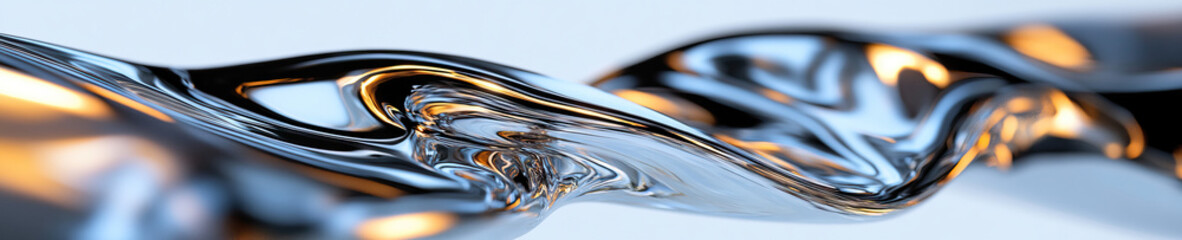 Poster - abstract rendering of a silver liquid flow