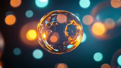 Poster - Colorful Bubbles Float Gracefully in a Vibrant Background Filled With Shimmering Lights