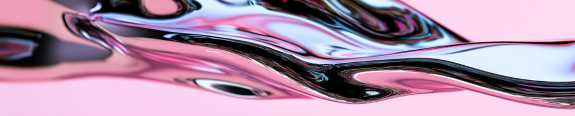Poster - Abstract Pink and Metallic Liquid Form
