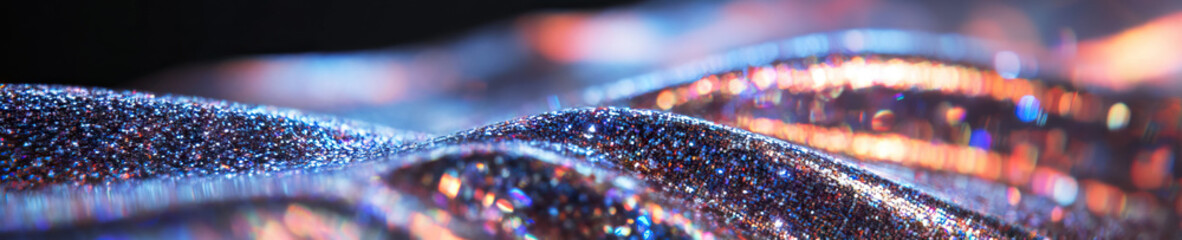 Poster - Undulating Glittering Surface with Blue, Purple, Orange, and Red Hues
