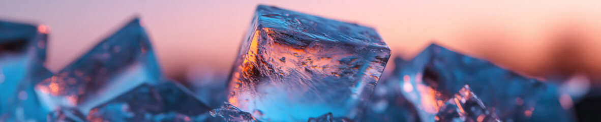 Poster - Close-up of Crystalline Structures with Blue and Orange Hues