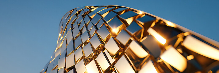 Poster - curved metallic structure with square panels