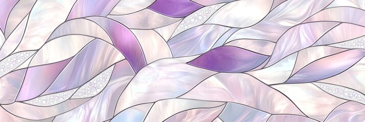 Poster - Stained glass design featuring intricate flowing patterns in shades of purple and white