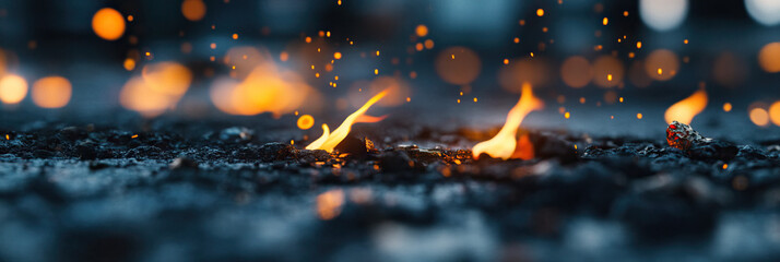 Poster - Small Flames in Embers with Sparks