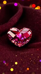 Aufkleber - A large pink diamond shaped like a heart. The diamond is surrounded by a pink and orange colored crystal