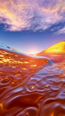 Poster - A vibrant painting with a yellow line running through the center. The line is surrounded by a mix of red and orange hues, creating a dynamic and eye-catching piece of art