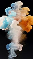 Poster - A colorful smoke trail with green, blue, and red colors. The smoke is thick and dense