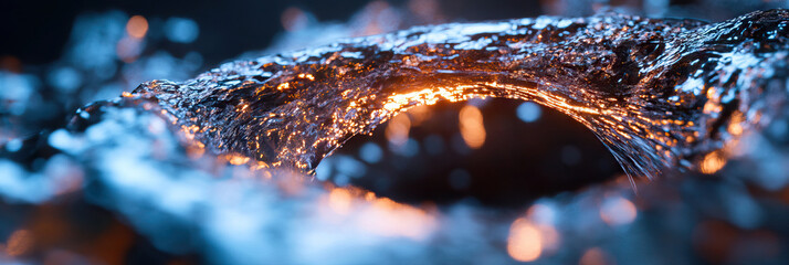 Poster - curving water form with blue and orange illumination
