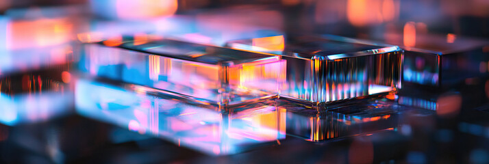 Poster - Illuminated Glass Prisms and Reflections