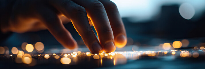 Poster - Human Hand Interacting with Illuminated Surface