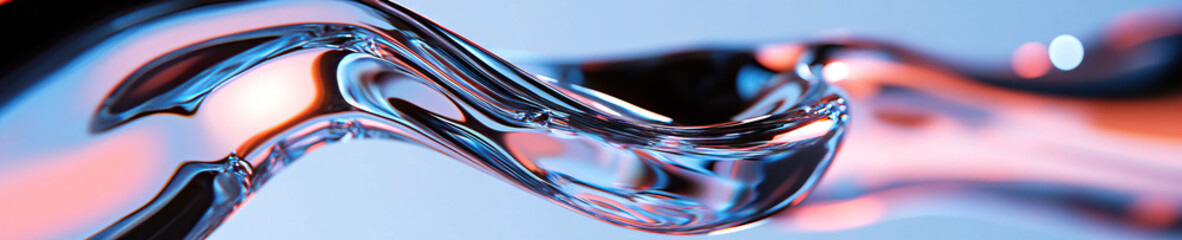 Poster - Abstract Image of Blue and Peach-Toned Fluid