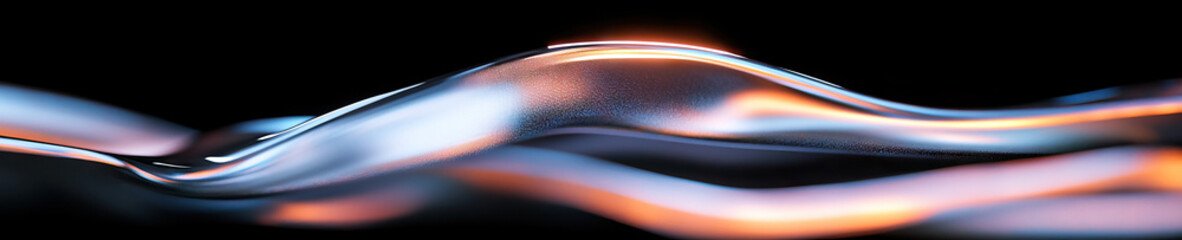Poster - Abstract Composition of Blue and Orange Metallic Waves