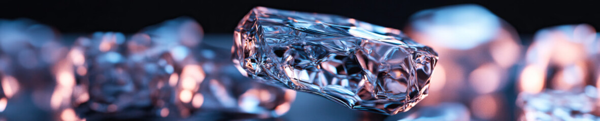 Poster - Irregular Translucent Crystal with Blue and Orange Lighting