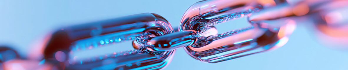 Poster - close-up photograph of interlocking translucent chain links