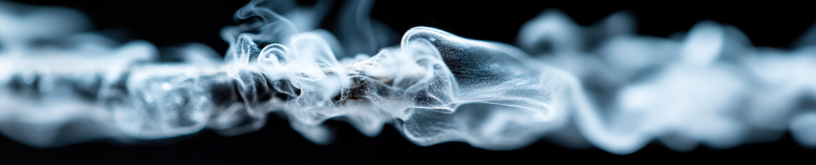 Poster - White Smoke Stream Against Black Background