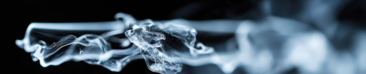 Poster - Abstract Image of Gray-Blue Smoke Patterns Against Black Background