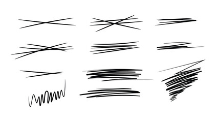 Poster - Collection of soft lines. crossed and wavy underlines. set of stroke underlines. hand drawn different diary scribble lines. strokes lines
