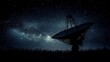 © NCSF - Satellite Dish Under Starry Night Sky, A silhouette of a satellite dish under a starry night sky in a rural landscape