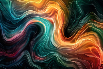 Aufkleber - A dynamic and colorful digital artwork featuring swirling patterns and fluid shapes, ideal for a visually striking computer wallpaper.