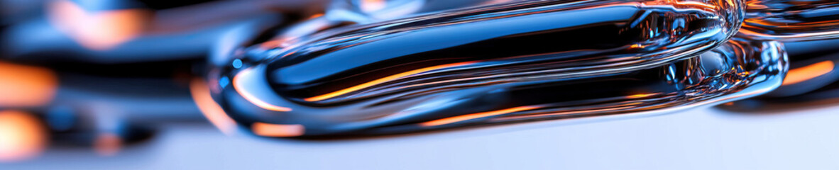 Poster - Abstract Interconnected Glossy Forms with Orange Highlights
