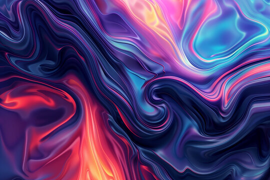 A dynamic and colorful digital artwork featuring swirling patterns and fluid shapes, ideal for a visually striking computer wallpaper.