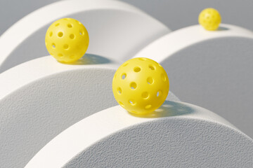 Poster - Yellow pickleballs balls on curves