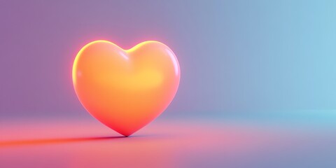 Poster - Glowing Peach Heart: Minimalist Neon Love Symbol