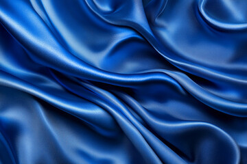 Aufkleber - Blue satin fabric texture, smooth flowing drapes, elegant and luxurious feel, ideal for background or design element
